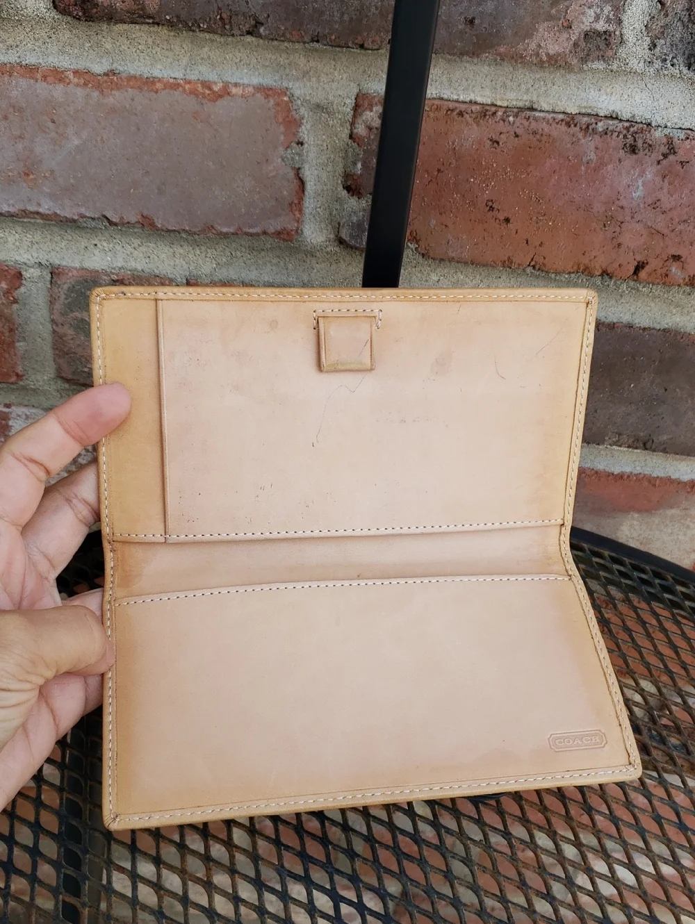 Vintage Coach CC Monogram Leather Canvas Checkbook Wallet Y2K Designer